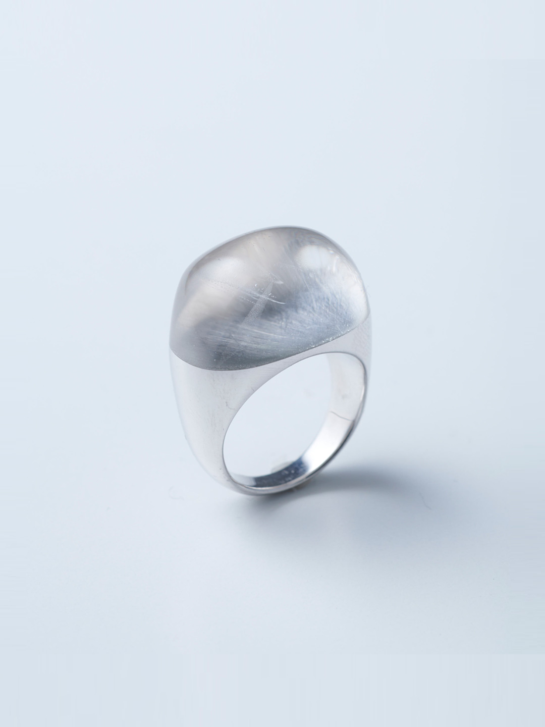 Rock Ring L No.5 / Quartz Himalaya - Silver